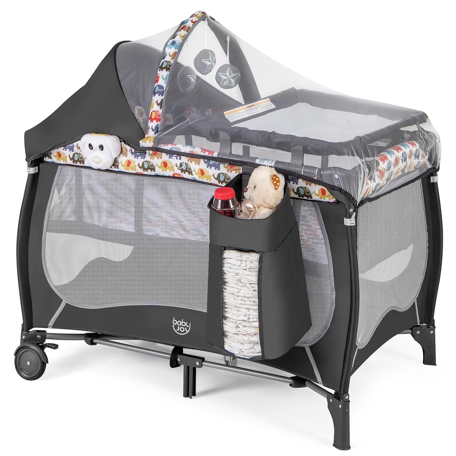 4 in 1 Pack and Play for Babies - Portable Playard with Bassinet