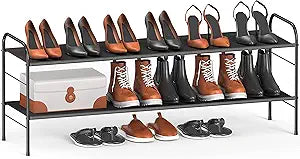 Coonoor 2-Tier Long Shoe Rack Storage for Wide Shoe Shelf Organizer