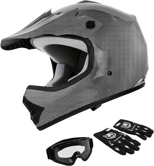 TCMT Youth Motocross Helmet with Goggles and Gloves for Safety