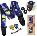 Van Gogh Starry Night Guitar Strap Set - Artistic Gift for Guitarists
