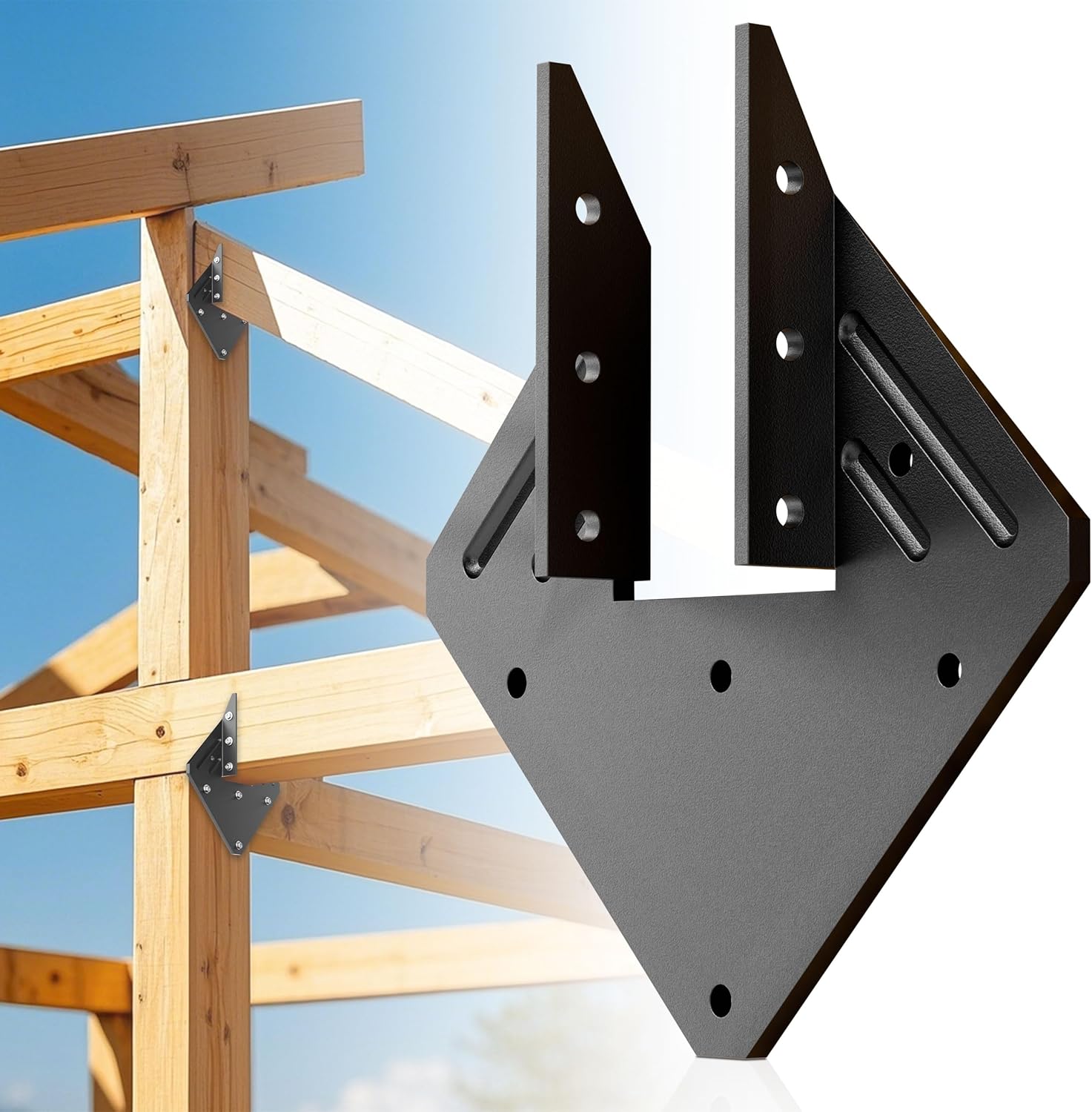 20pcs Heavy Duty Black Hurricane Ties for Rafter Stability