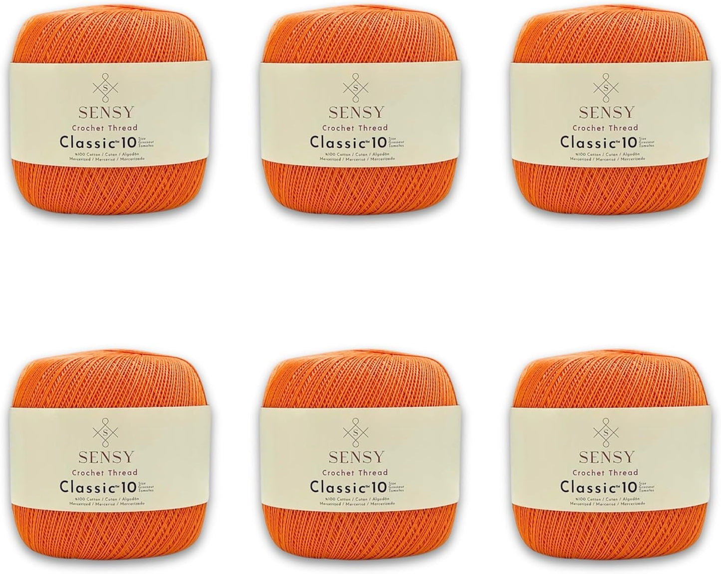 6 Skeins of Sensy Crochet Thread Classic Size 10 for Crafts
