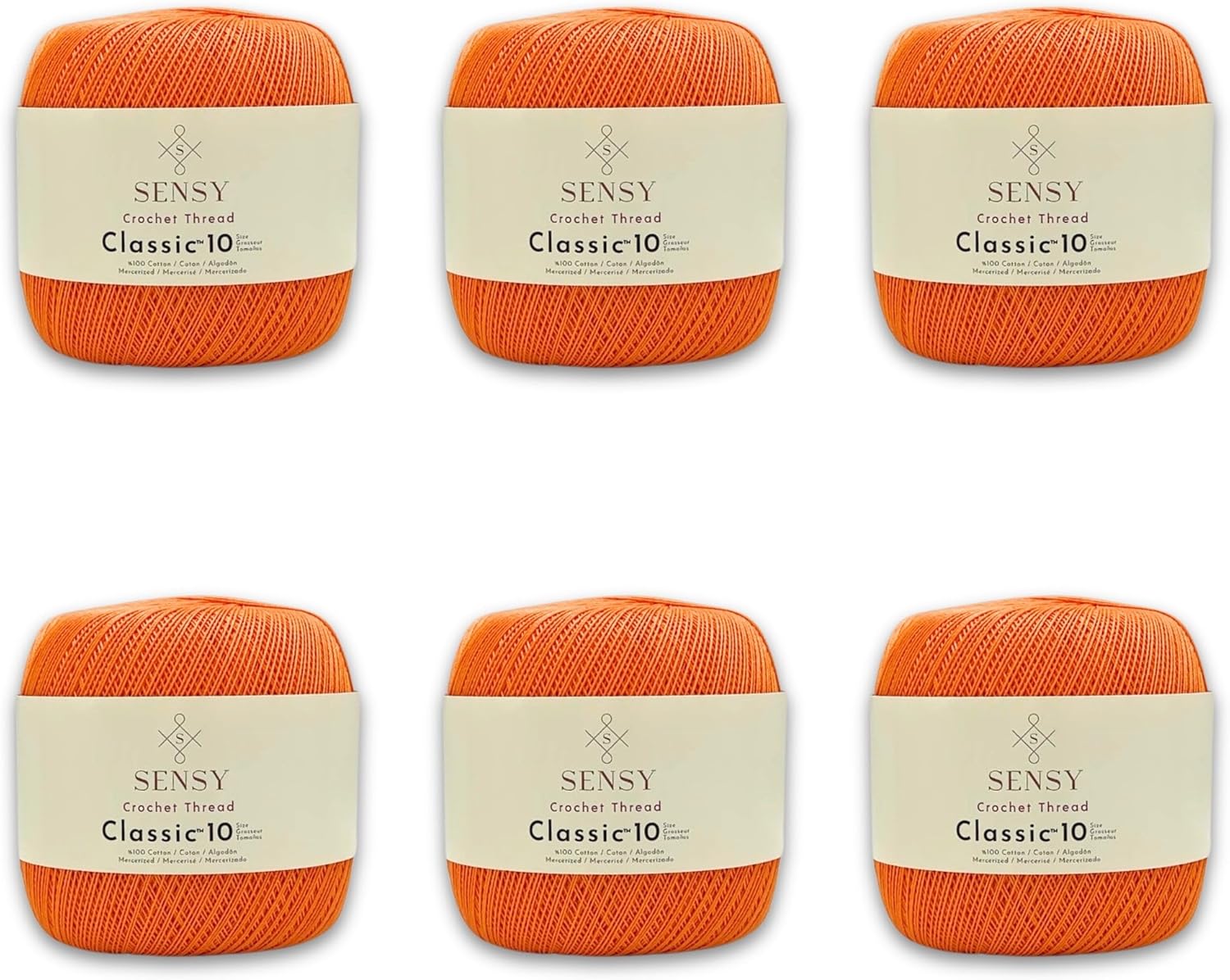 6 Skeins of Sensy Crochet Thread Classic Size 10 for Crafts