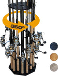 16-Rod Round Fishing Rod Holder Black - 360 Access, Space-Saving