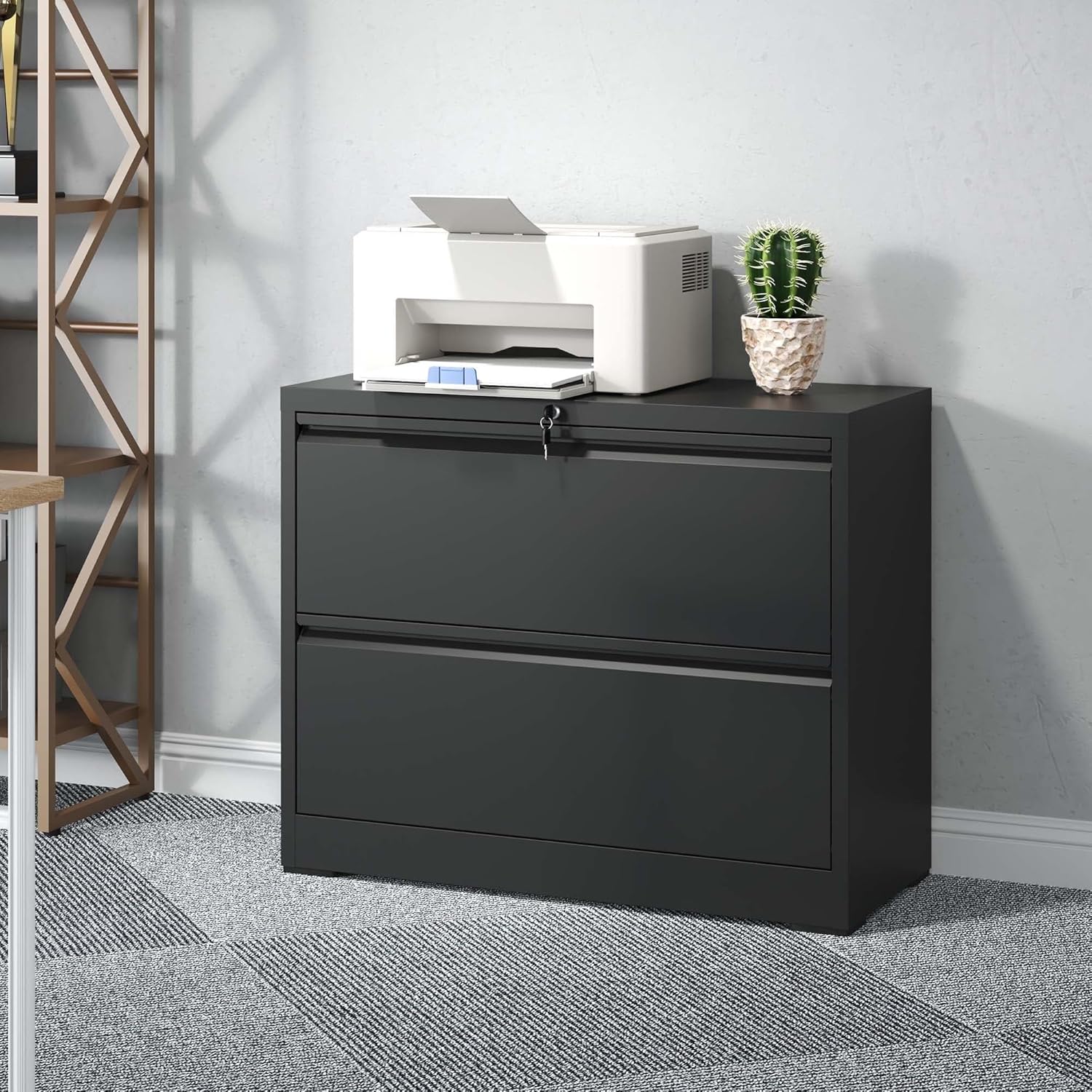 2 Drawer Lateral File Cabinet with Lock for Home Office Use