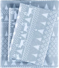 Queen Cotton Flannel Sheet Set - Blue Winter Frost Cottage Charms