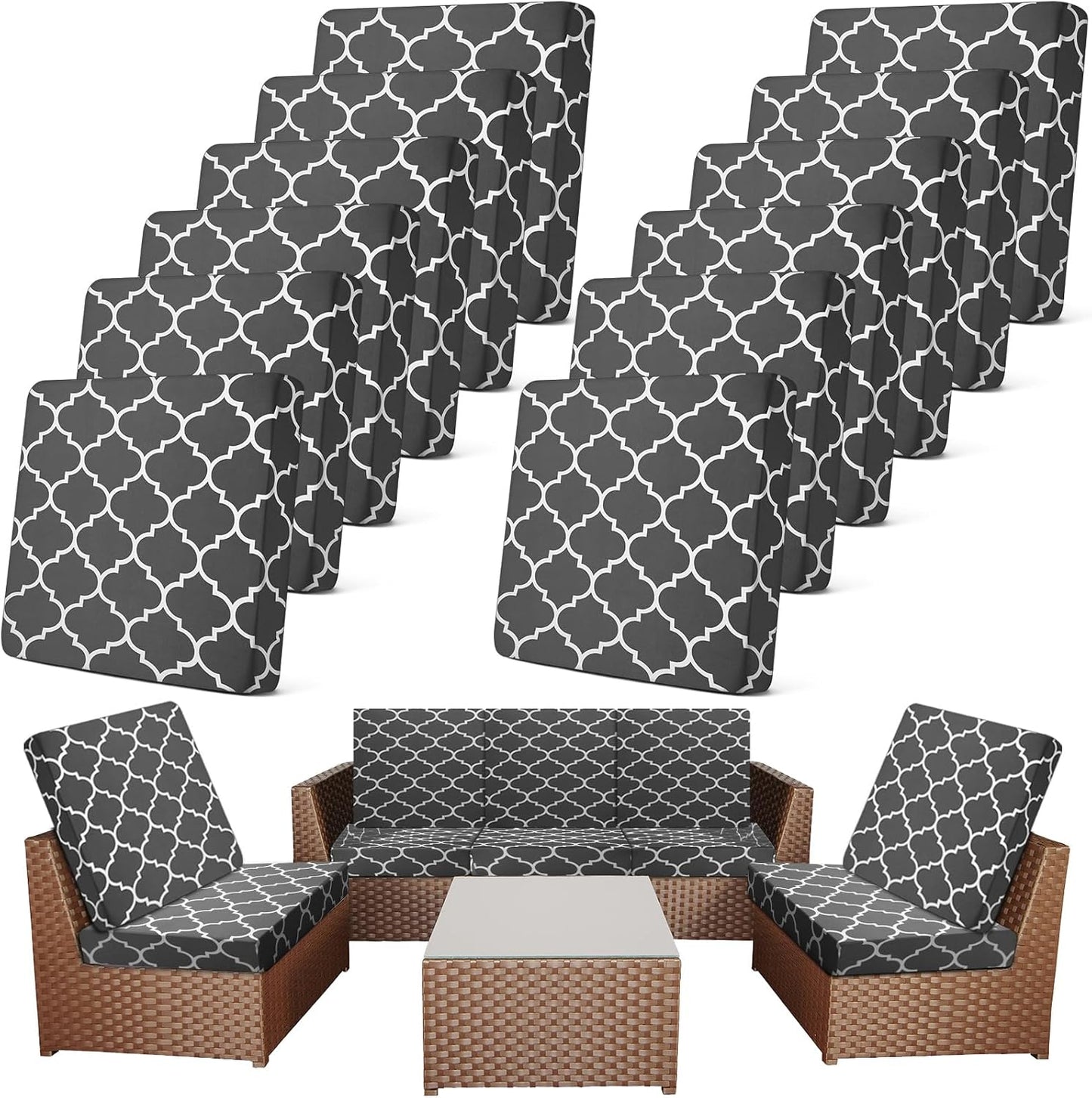 Patio Stretch Outdoor Cushion Covers for Sofa and Chairs