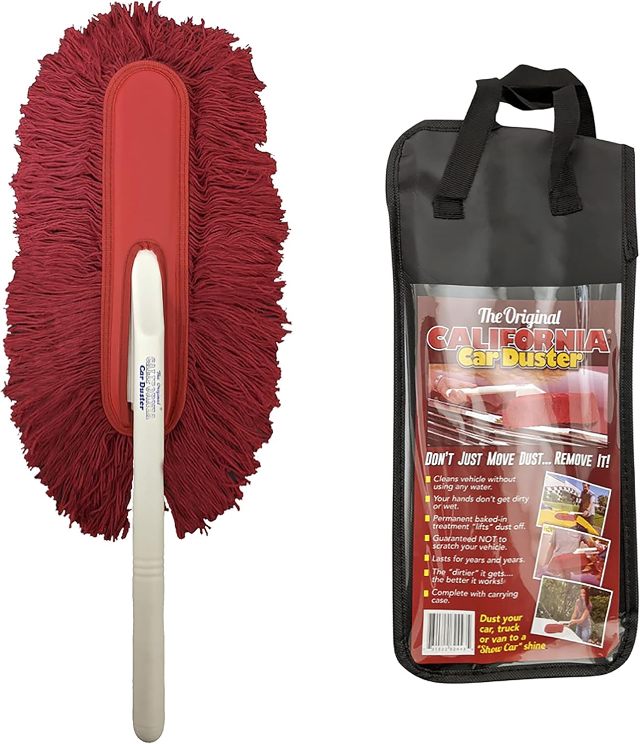 California Car Duster with Red Cotton Mop for Easy Dust Removal