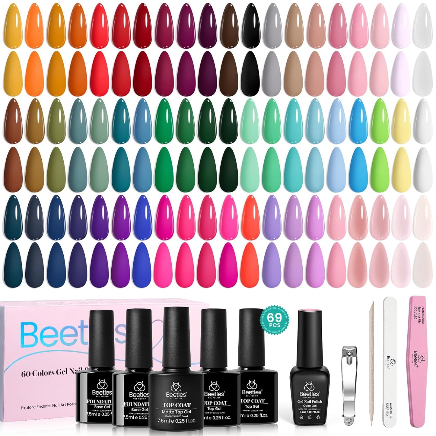 Beetles Winter Gel Nail Polish Set - 60 Colors for Every Mood
