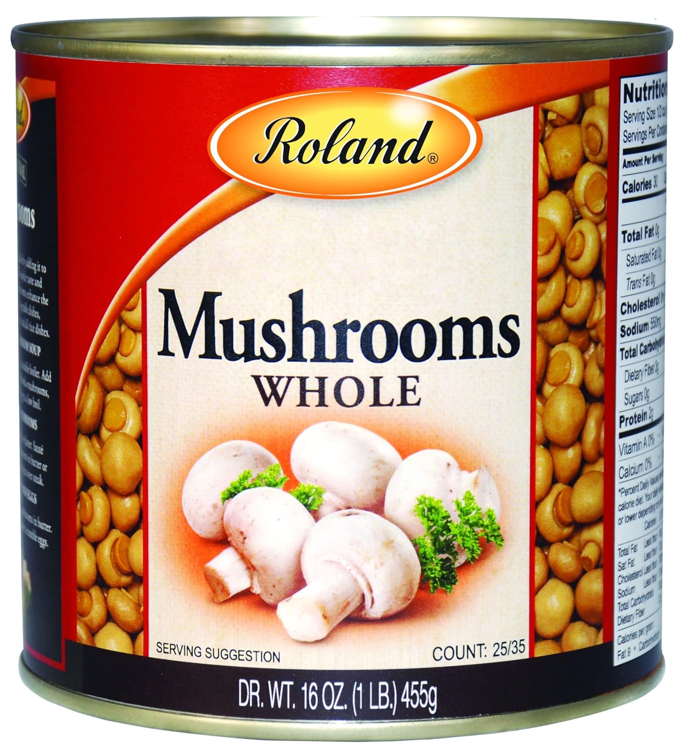Roland Foods Whole Medium Large Button Mushrooms in 16 Ounce Can
