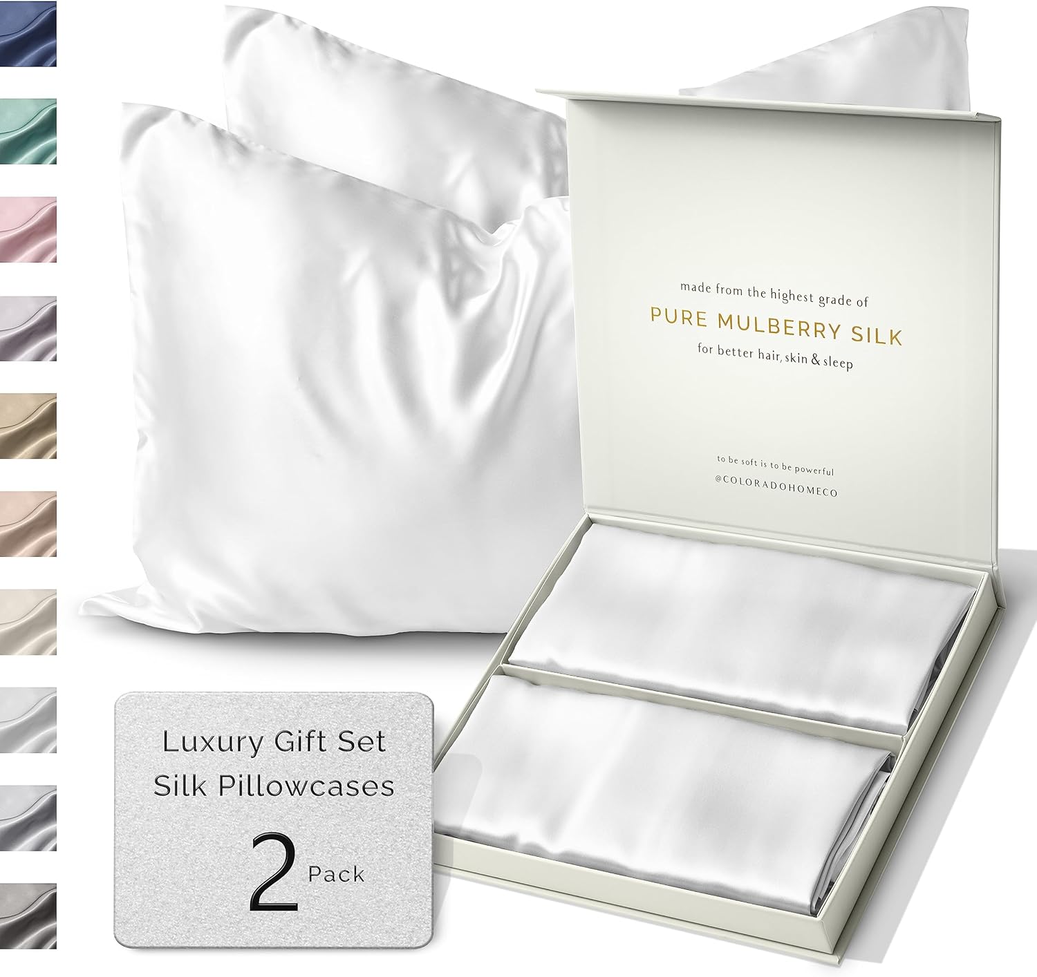 SUNDAYSILKSTM Silk Pillow Cases 2 Pack for Luxurious Sleep
