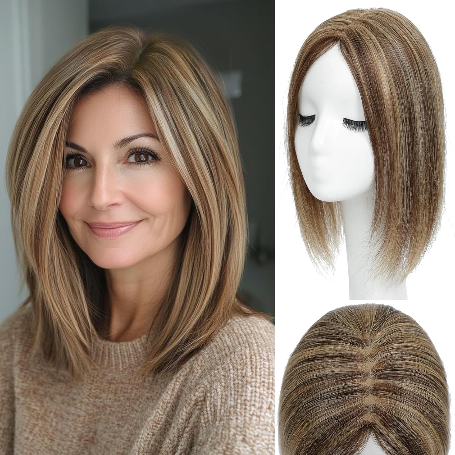 Hair Toppers for Women Real Human Hair for Thinning Hair