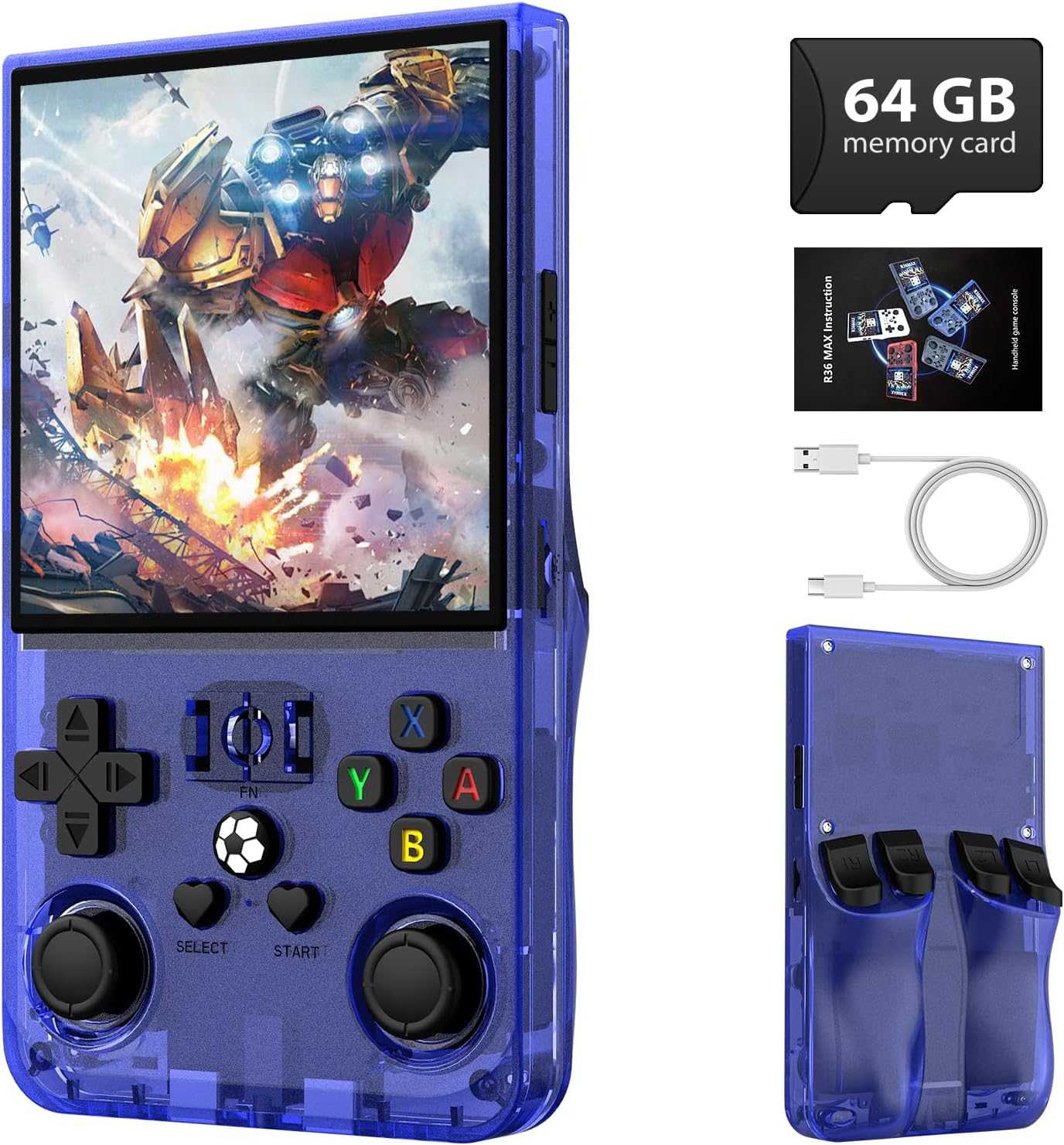 R36MAX Retro Handheld Game Console with 64GB Storage and IPS Screen