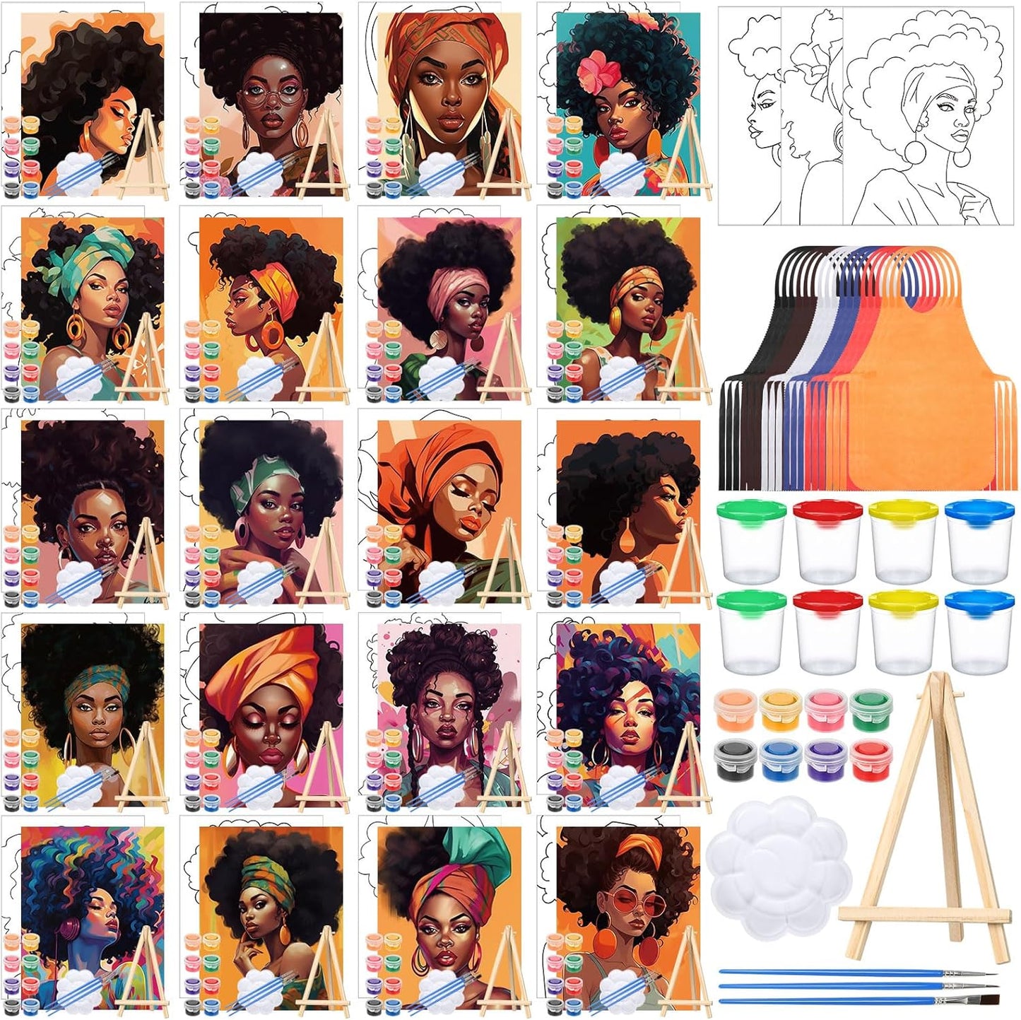 140 Pcs Pre Drawn Canvas Kit for Painting Craft and Fun