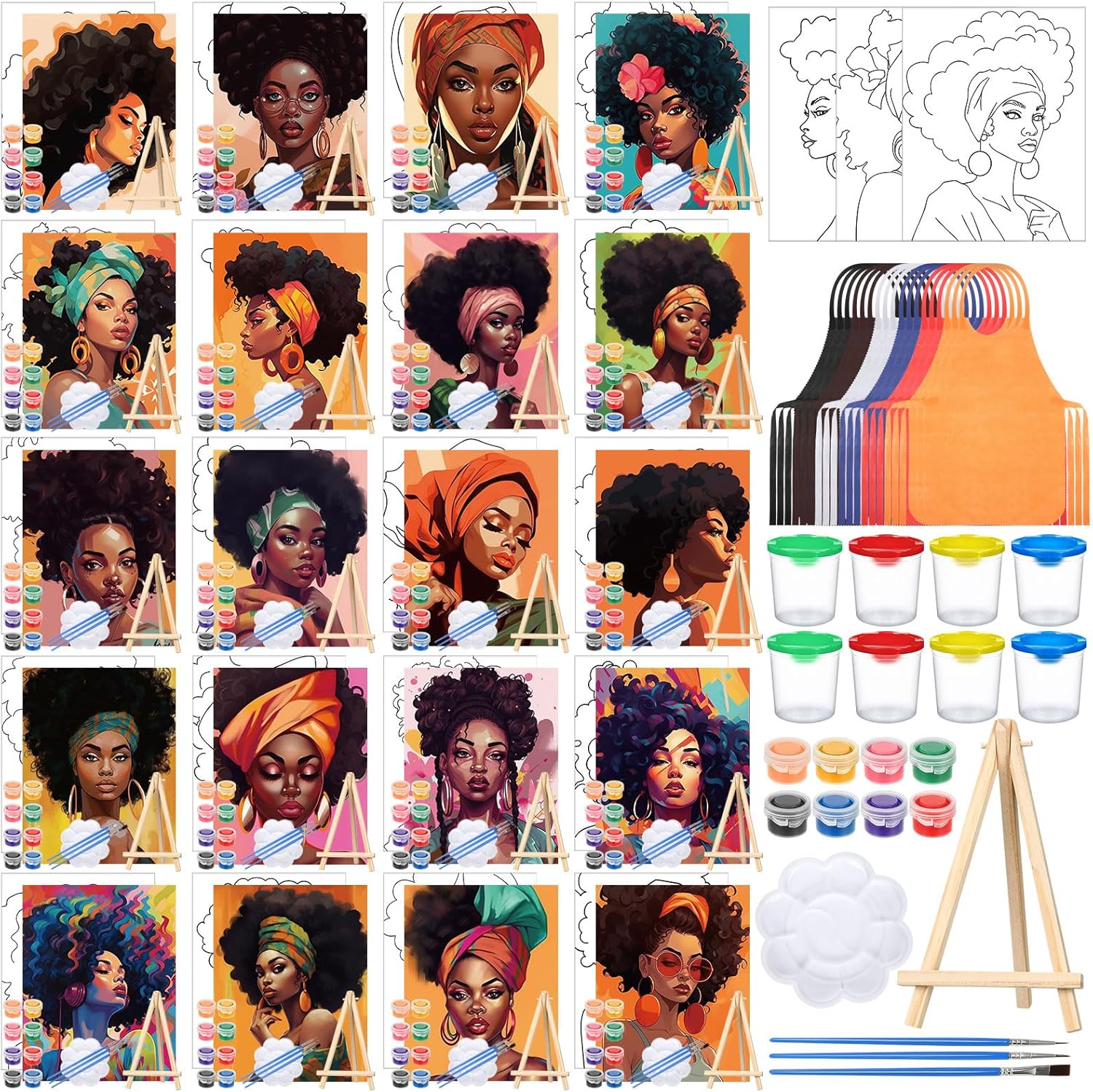 140 Pcs Pre Drawn Canvas Kit for Painting Craft and Fun