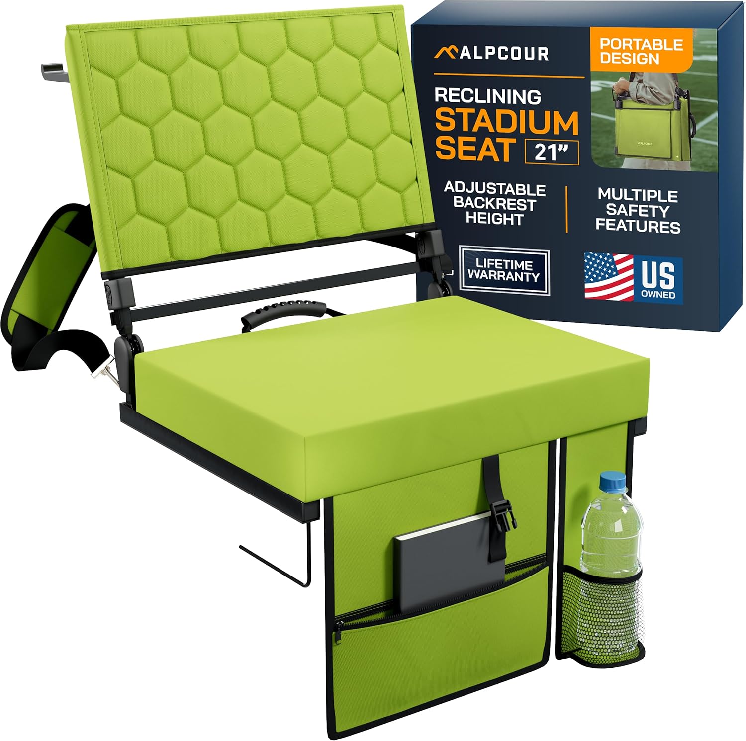 Extra Wide Folding Reclining Stadium Seat for Maximum Comfort