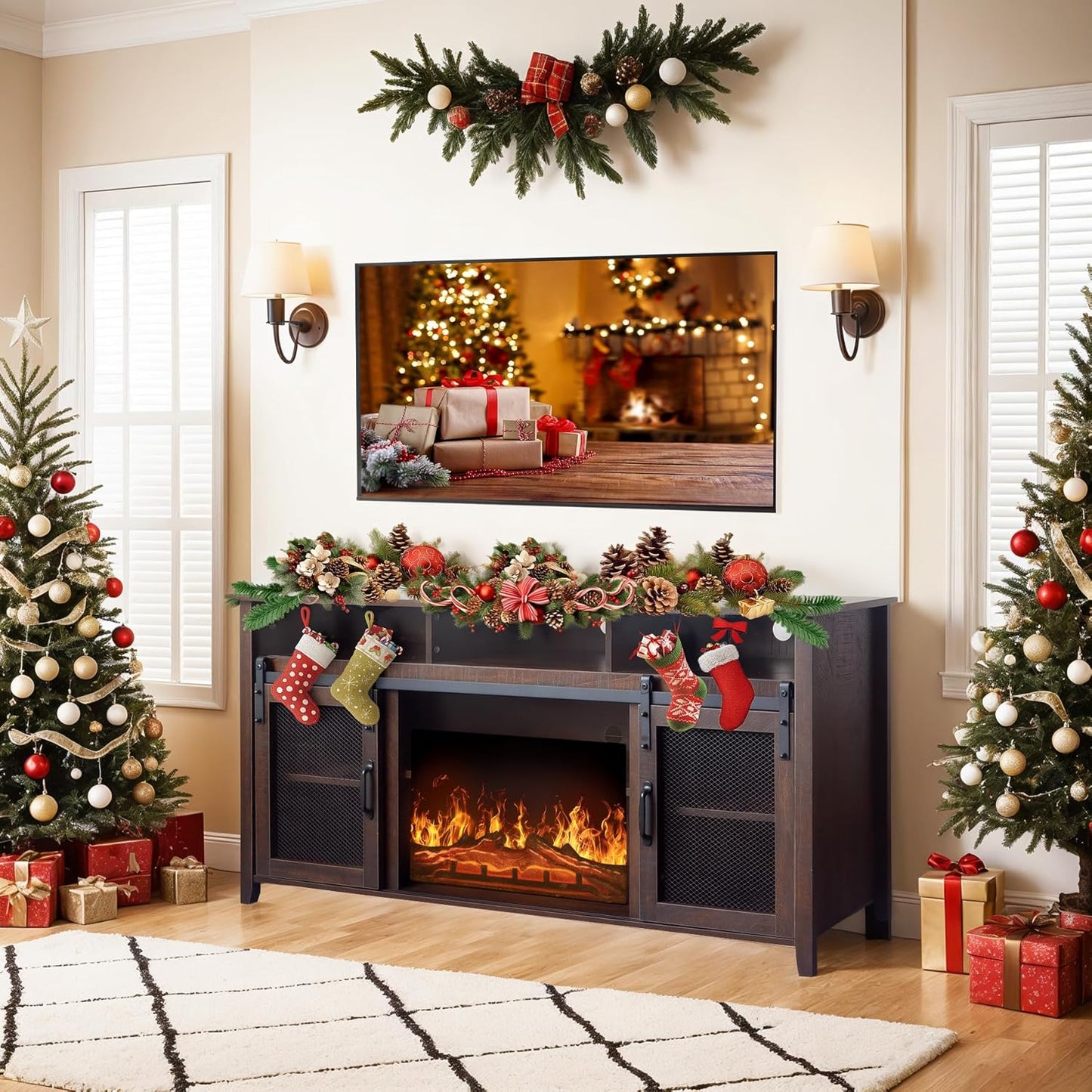 ENSTVER 65 Electric Fireplace TV Stand - Espresso