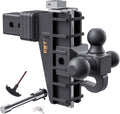 Adjustable Trailer Hitch with Hook Tri-Ball 6 Inch Drop - Heavy Duty