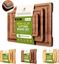 3 Packs Bamboo Cutting Board Set with Non Slip Feet - Thick Juice