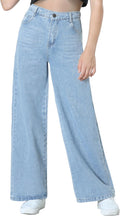 Girls Jeans Baggy Wide Leg Flare Skinny Teen Ripped Denim