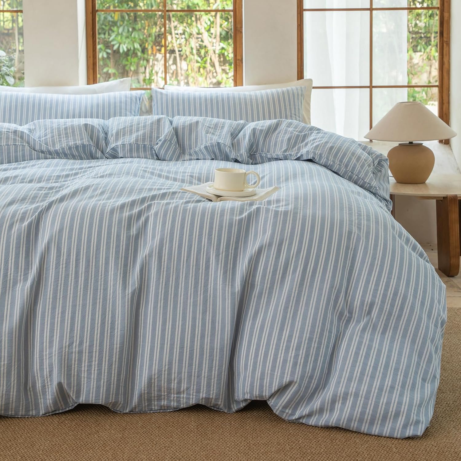 Luxury 100% Washed Cotton Duvet Cover Set for Elegant Bedrooms