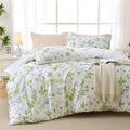 MUXHOMO Duvet Cover Queen Size Reversible Floral Set - Soft Microfiber