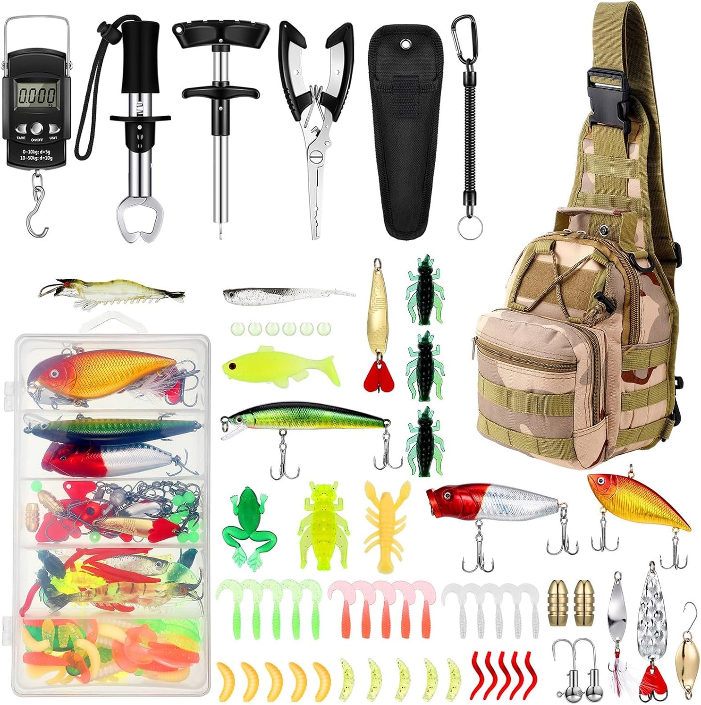 Sosation 134 Pcs Fishing Tool Kit for Men with Tackle Box