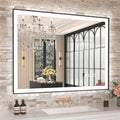 40x30 LED Bathroom Mirror with Black Frame and Anti-Fog Feature