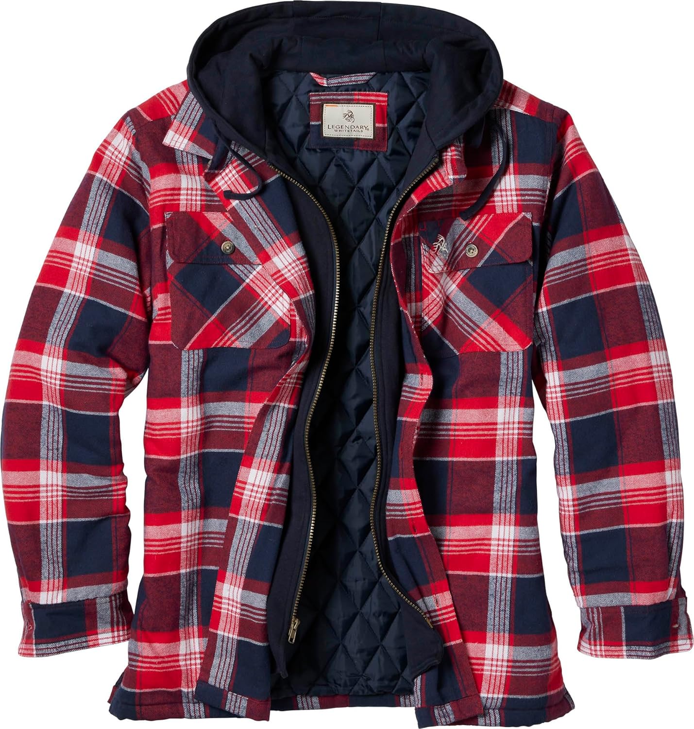 Legendary Whitetails Men's Plaid Flannel Shirt Jacket with Hood