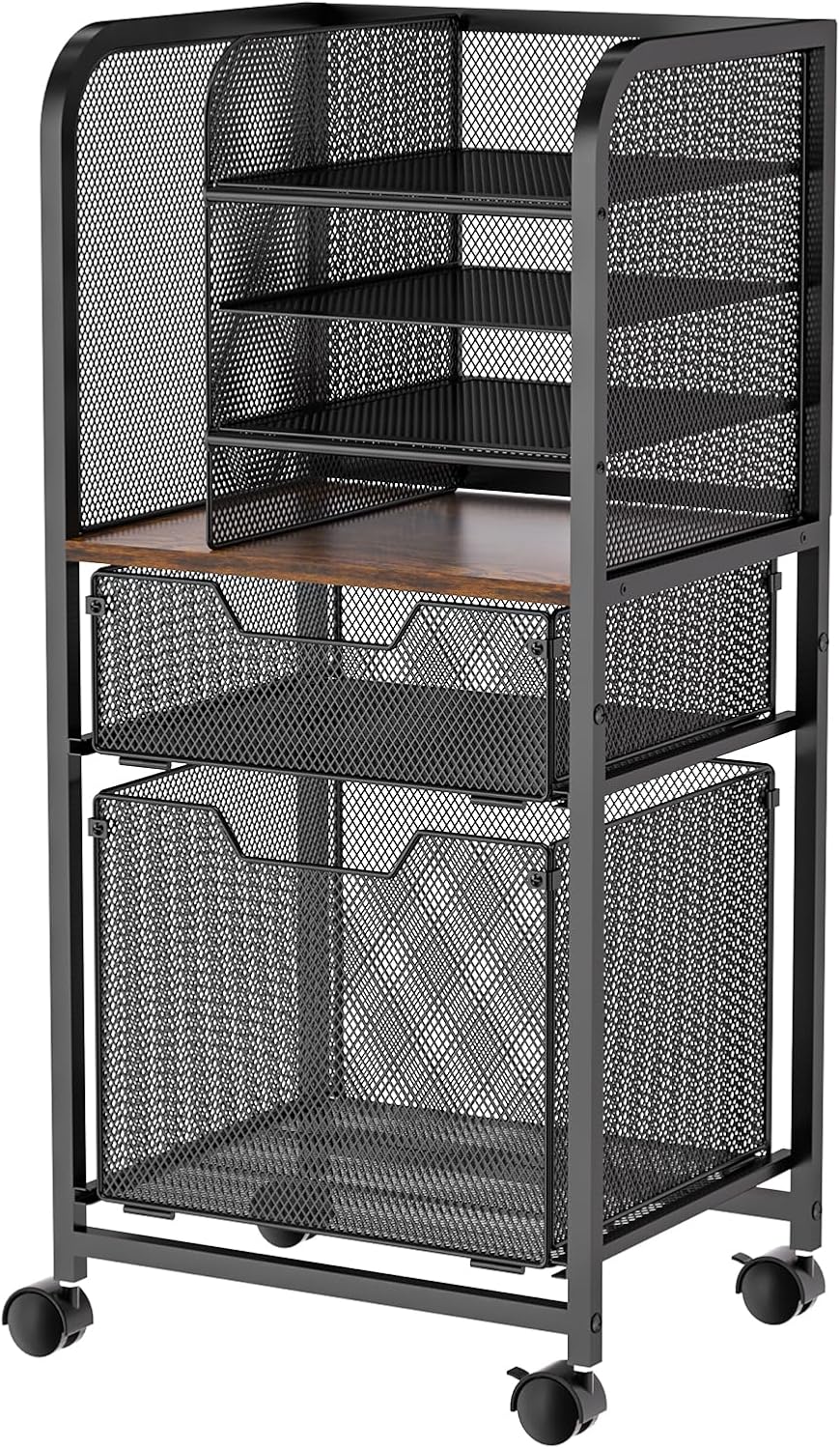 6-Tier Rolling File Cart for Efficient Home Office Organization