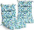 Tufted High Back Patio Chair Cushions Set of 2 - Green/Blue 46in