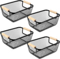 Metal Wire Basket with Wooden Handles - 4 Pack Small Storage Bins