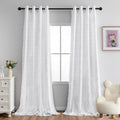 100% Blackout Curtains White 95 in Long Pom Pom Sheer Panels - Room