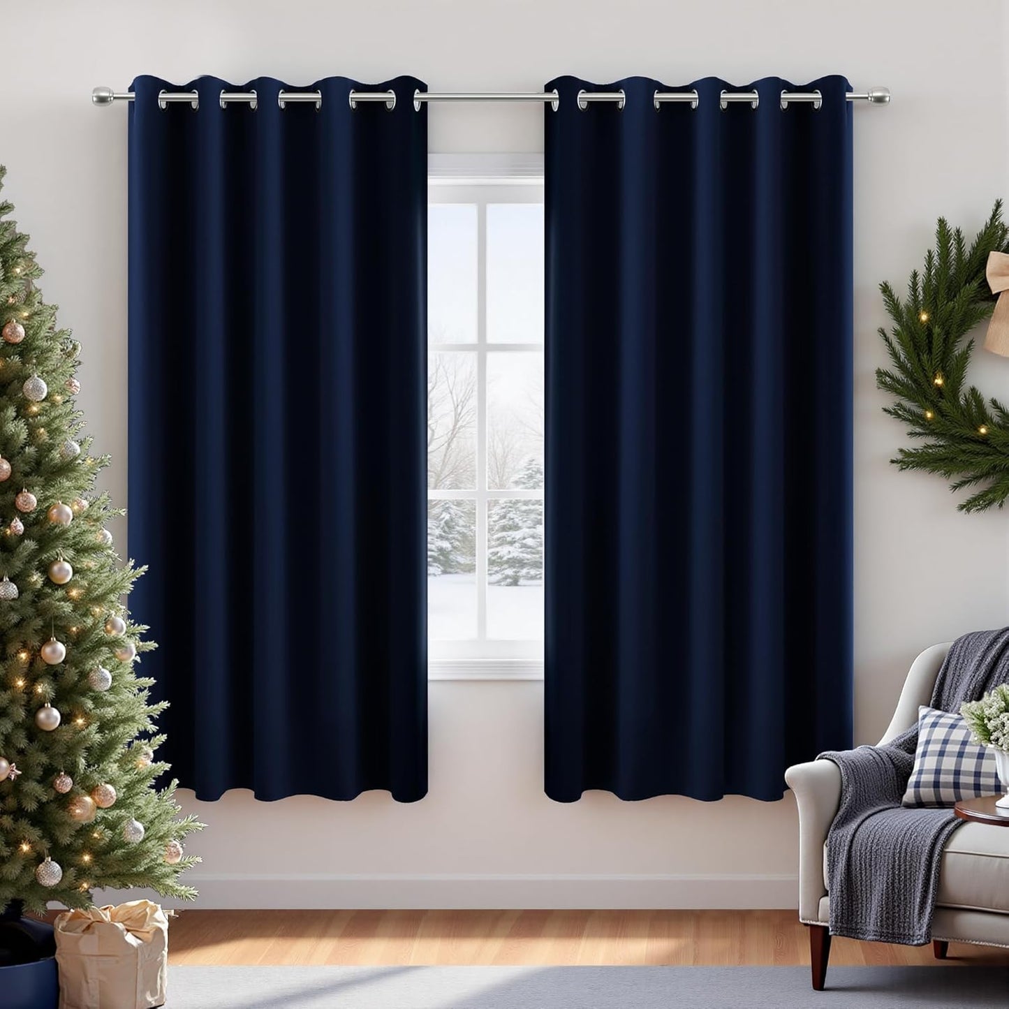 KOUFALL 72x63 Inches Long Navy Blue Blackout Curtains Review