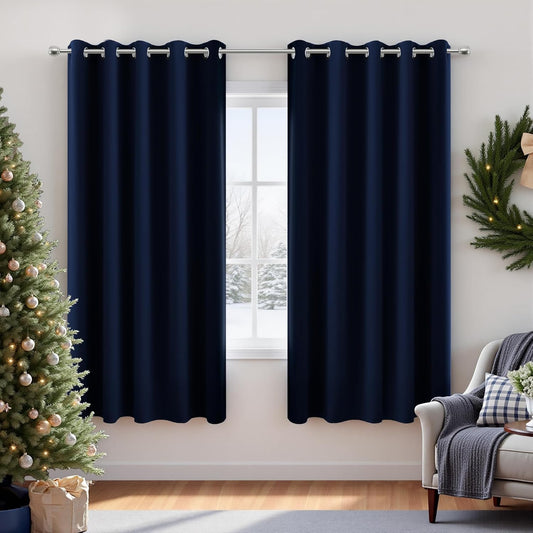 KOUFALL 72x63 Inches Long Navy Blue Blackout Curtains Review