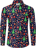 Arvilhill Men's Christmas Long Sleeve Novelty Button Shirt - Funny