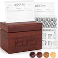 4x6 Sapele Wood Recipe Box - Holds 240 Cards, Built-in Stand