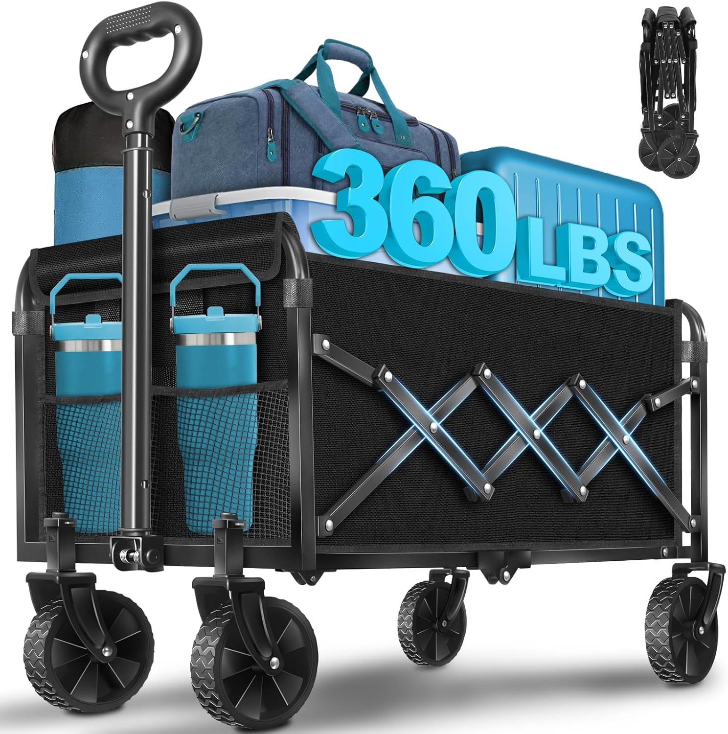 Collapsible Wagon Cart with Wheels for Heavy Duty Use