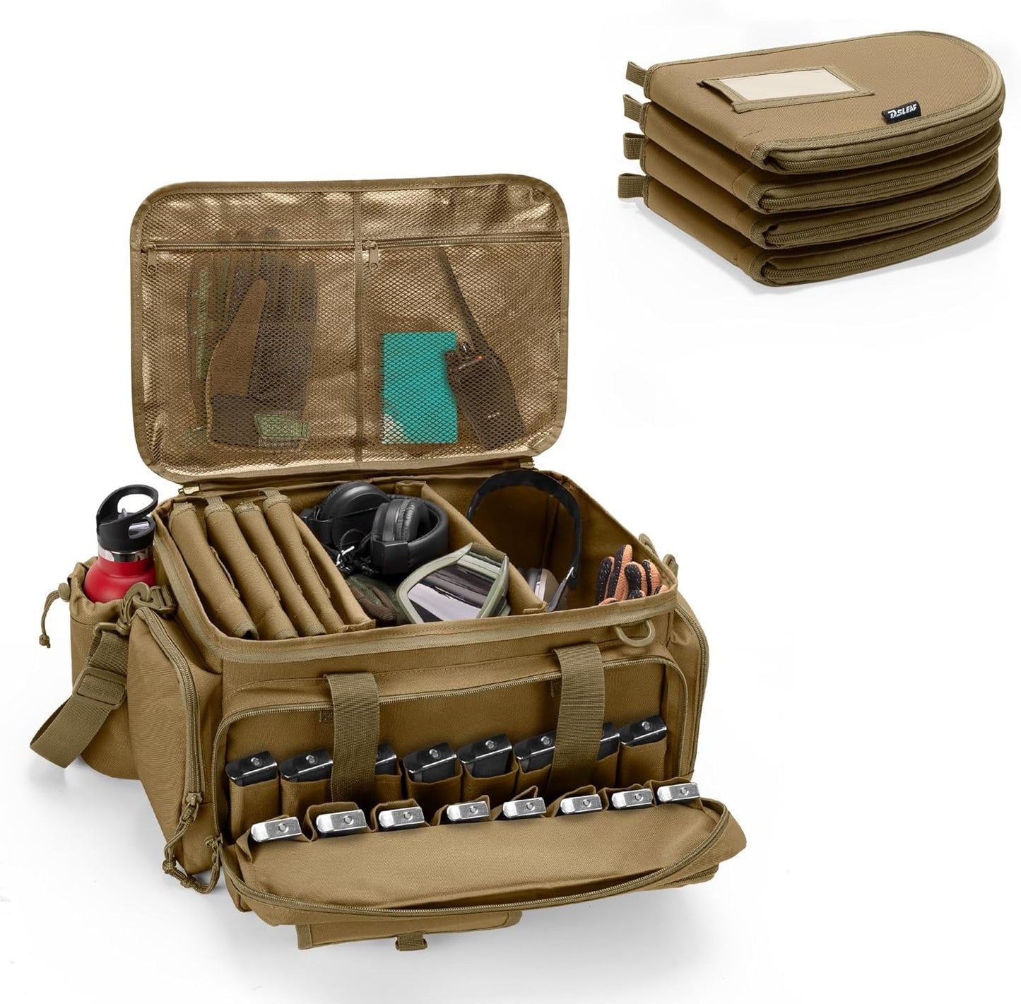 DSLEAF Tactical Pistol Range Bag with 4 Cases and 16 Slots