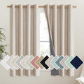 NICETOWN Cream Linen Complete Blackout Curtains 48 in - Real Light