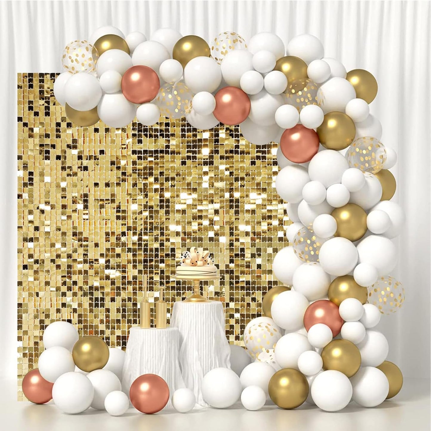 4 FT x 6 FT Light Gold Shimmer Wall Backdrop for Events