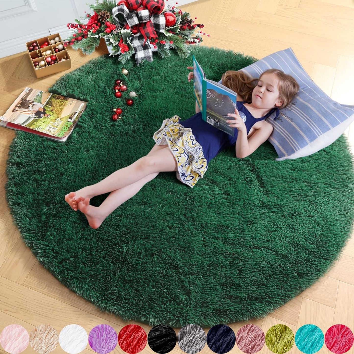 Fluffy Round Rugs 5Ft for Bedroom and Kids Room Decor