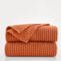 Douceur Rust Orange Throw Blanket for Bed - Soft Chunky Cable Knit