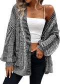 Pink Queen Women's Oversized Cable Knit Cardigan Sweater - Long Sleeve