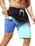SILKWORLD Men's Swim Trunks with Compression Liner (Style DYY7)