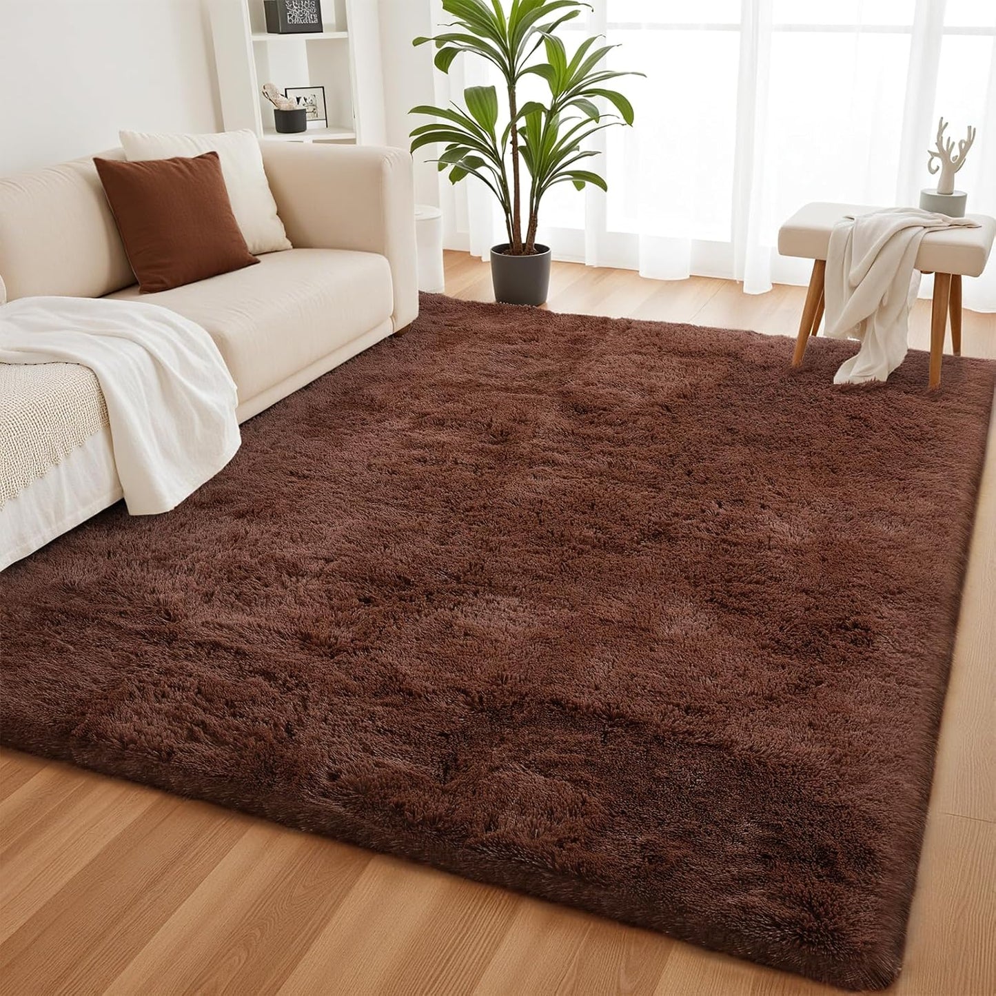 Fluffy 5x8 Shag Area Rugs for Bedroom and Living Room Decor