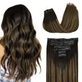 GOO GOO Clip in Hair Extensions Real Human Hair 18in - Natural