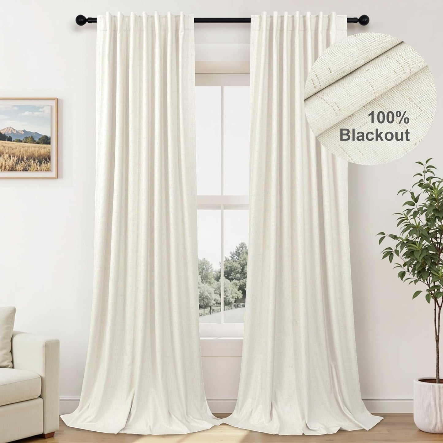 100 Inch Blackout Curtains for Bedroom with Thermal Insulation