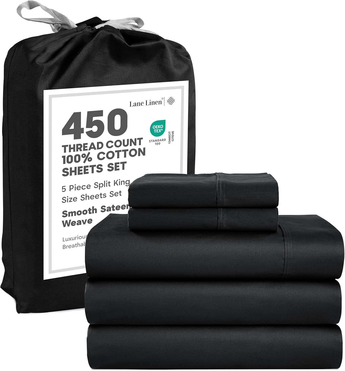 Premium Split King Adjustable Bed Sheets by Lane Linen - 450 TC