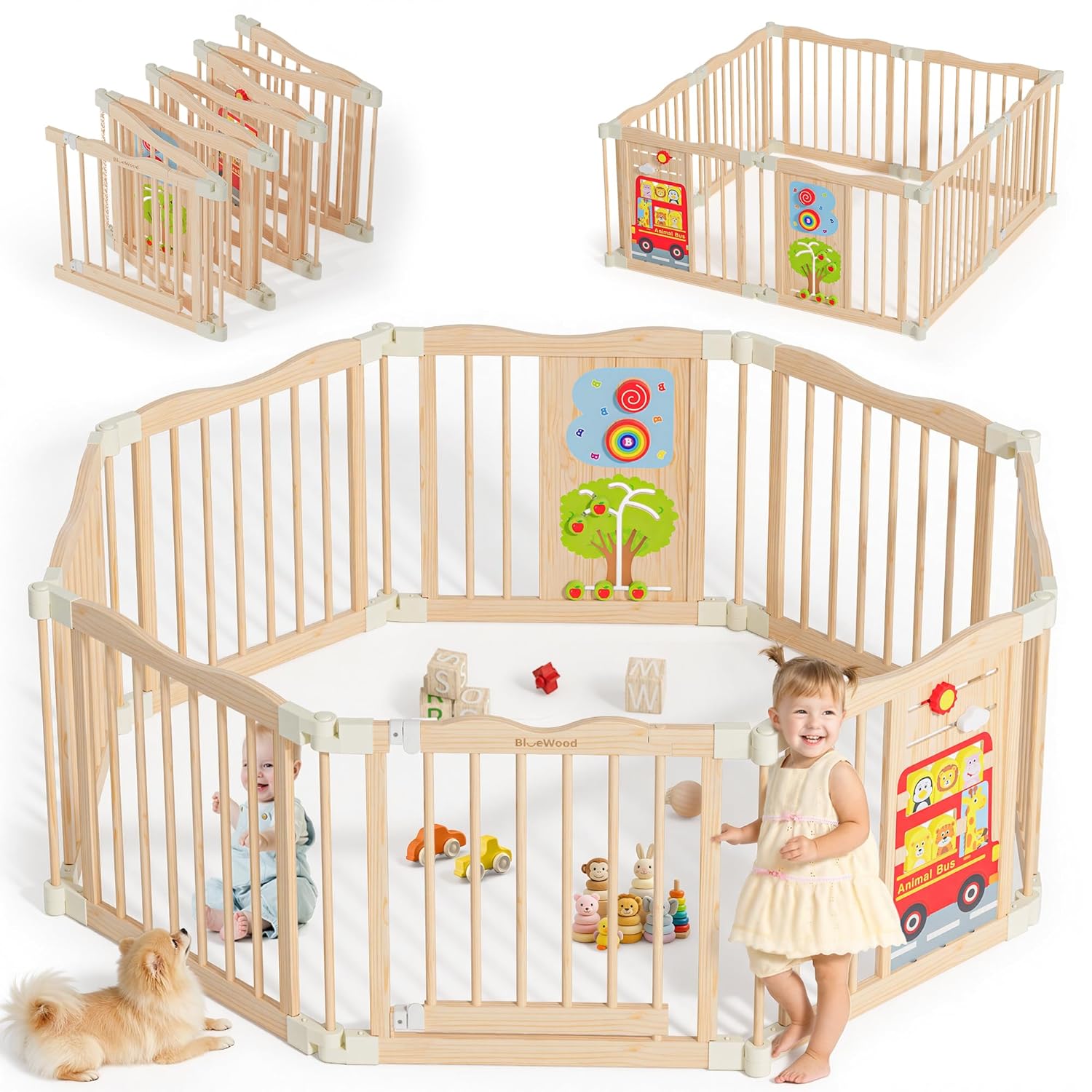 Foldable Wooden Playpen for Babies - Safe and Adjustable Design